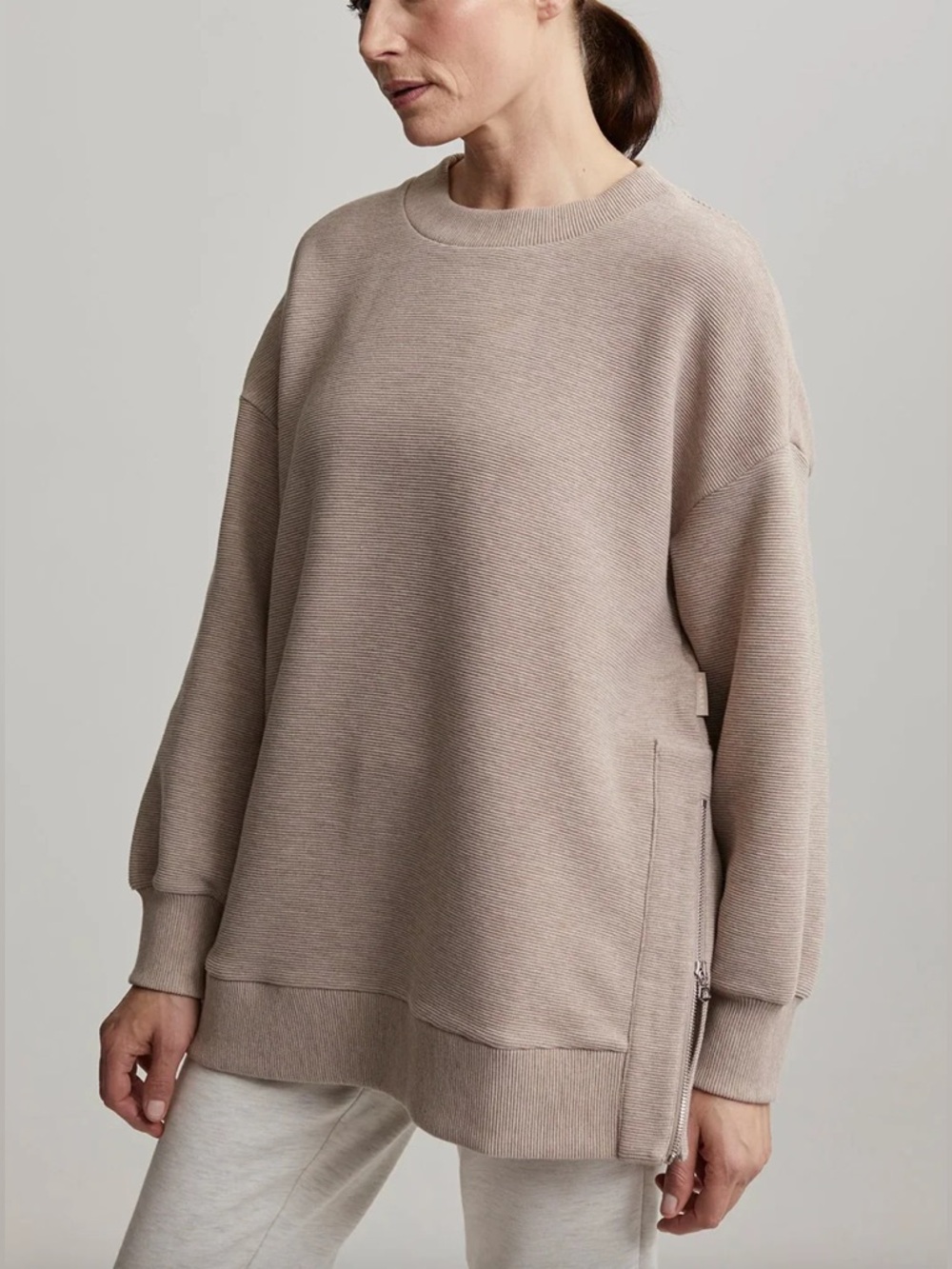 Varley Taupe Marl Mae Boyfriend Ottoman Sweatshirt Size XL